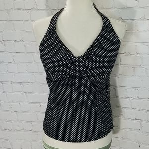 Lands' End Black And White Polka Dot Swim Halter